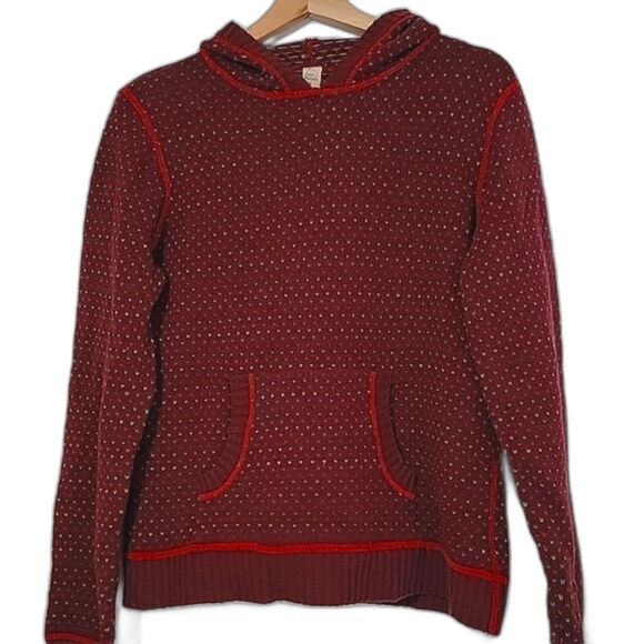 Vintage Free People Wool Blend‎ Hoodie Sweater Kangaroo Pocket Birdseye Knit M - Picture 1 of 8